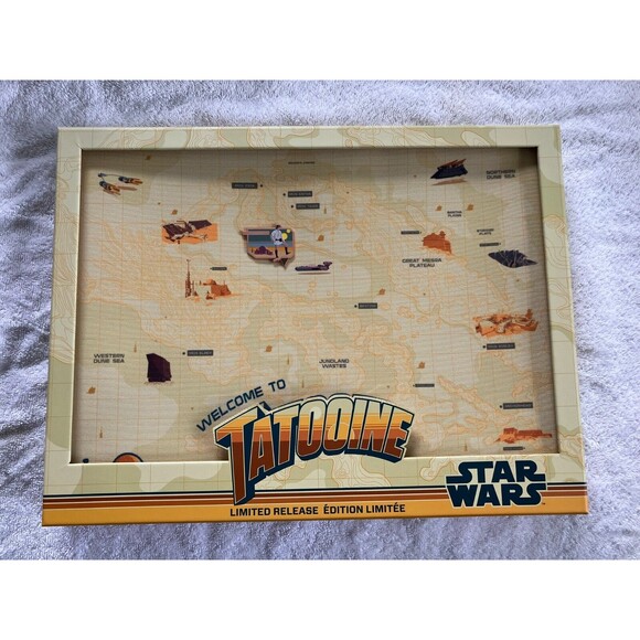 Disney Star Wars Tatooine Pin Canvas Map Luke Skywalker Pin Original Box Limited